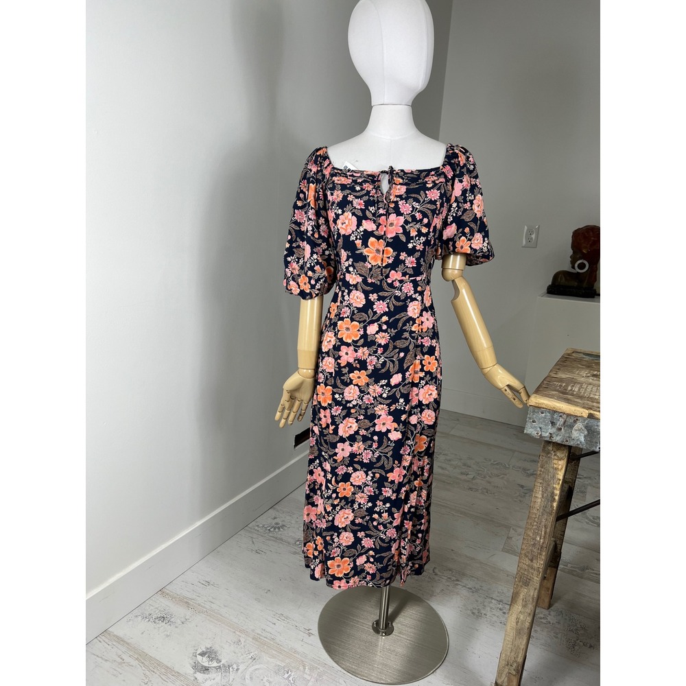 NWT Old Navy Floral Puff Sleeve Midi Length Dress‎ Size M